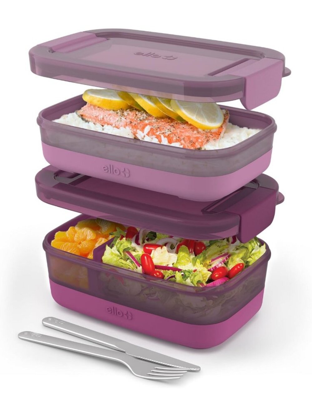 Airtight Bento Box Set - 2-Pack Plastic Food Storage Containers, BPA-Free